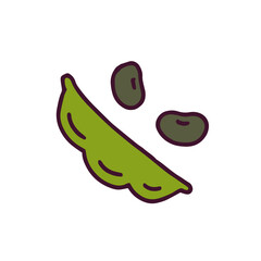黒枝豆のイラスト　白い背景に分離されたフラットなベクター素材