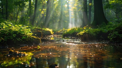 Serene Forest Scene with Creek and Vegetation