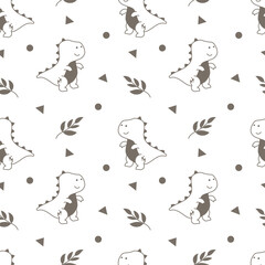 Cute T-Rex Dino Pattern Black and White