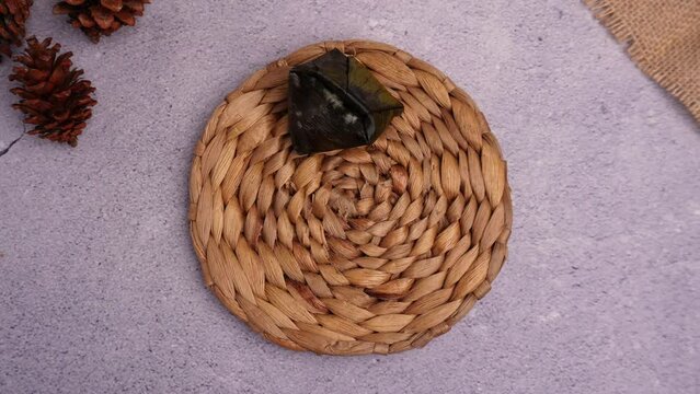 top view of taking indonesian koci traditional culinary food on table