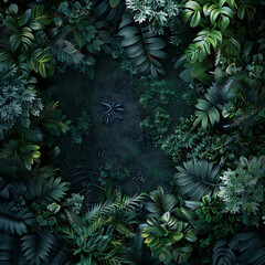 Nature background, abstract white frame in the leaves with copy space.