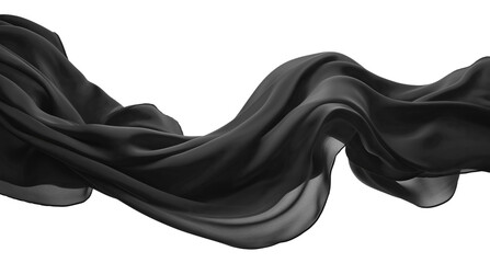 Set of floating black fabrics, cut out