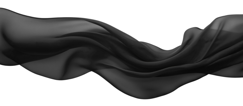 Set of floating black fabrics, cut out