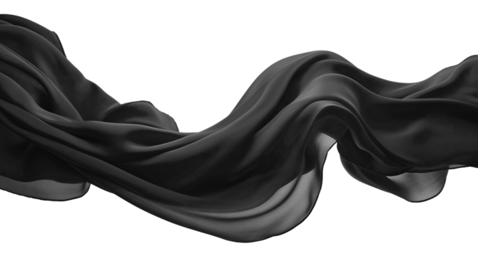 Set of floating black fabrics, cut out