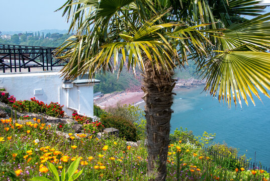Babbacombe beach in Torquay, Devon. English riviera tourism. Viewed from Babbacombe downs.