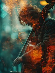 man playing cello