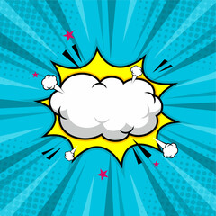 Speech bubble cloud balloon, chat bubble in comic cartoon style
