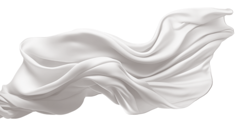 Set of floating elegant white fabrics, cut out