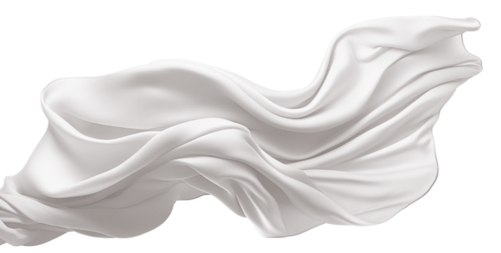 Set of floating elegant white fabrics, cut out