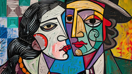 Man and Woman in abstract style