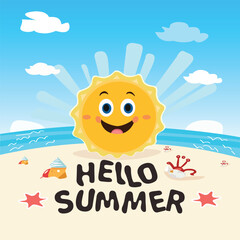 Hello Summer Sun Vibe Illustration