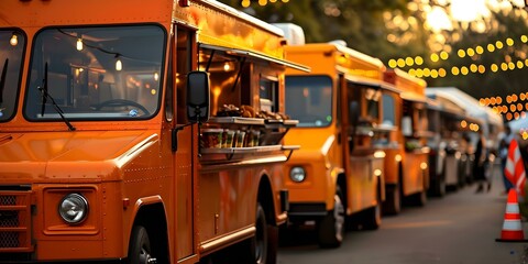 Urban Festival: Selective Focus on Food Truck. Concept Festival Photography, Food Photography, Urban Lifestyle, Food Truck, Selective Focus