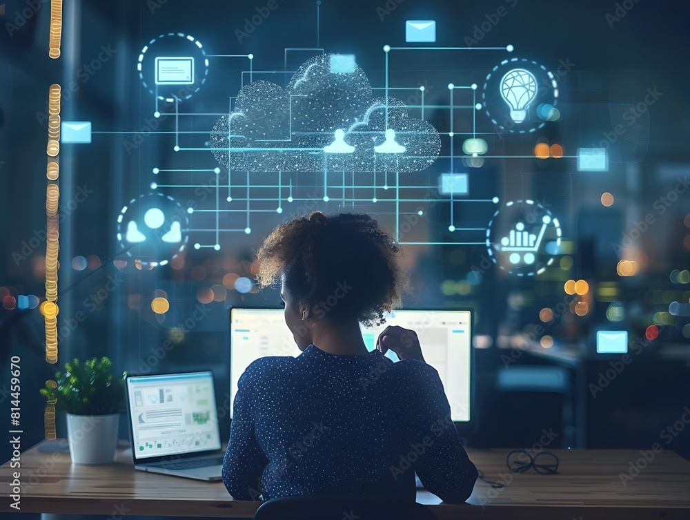 Poster cloud based tools training for remote workers in business digital communication and technology netwo