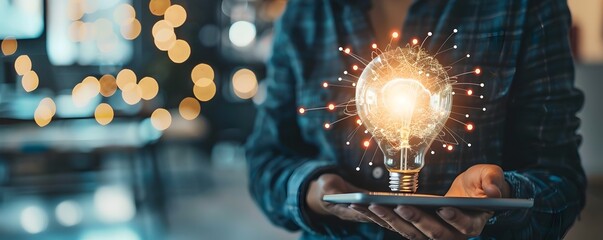 Obraz premium Professionals Brainstorming Ideas at a Business Innovation Workshop with Digital Devices