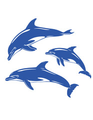 set silhouette of dolphins
