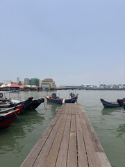 Beautiful scenary at a jetty overlooking the vast ocean