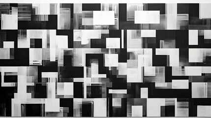 Artistic abstract geometric black and white squares background decorative painting