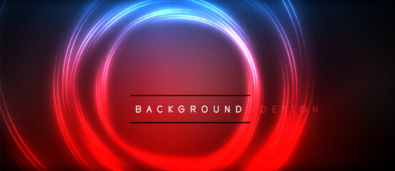 Dynamic neon glowing lines geometric techno background. Vector illustration