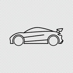 Simple and minimalistic line art car logo, black vector illustration on transparent background