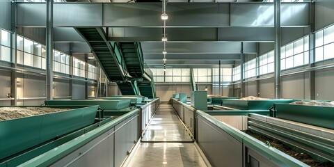 Naklejka premium Cuttingedge composting facility with innovative waste management practices and stat. Concept waste management, composting facility, innovative practices, sustainability, cutting-edge technology