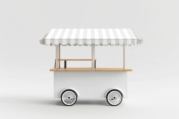 white street vending cart for mockup on white background