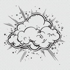 Simple and minimalistic line art cartoon cloud icon, black vector illustrations on transparent background