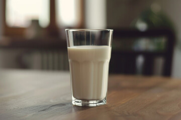 A fresh, nonhomogenized glass of milk prominently displaying a rich, creamy top layer, indicative of highquality, ecofriendly dairy farming practices 