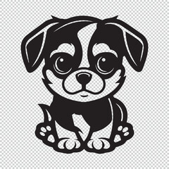 Simple and minimalistic cartoon dog icon, black vector illustrations on transparent background