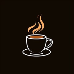 Coffee cup logo design illustration on a black background