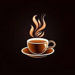 Obraz premium Coffee cup logo design illustration on a black background