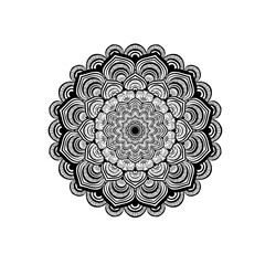 Black And White Mandala Background Design Vector Template.