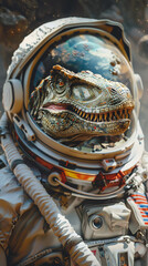 Navigator, astronaut suit, An alternate reality where dinosaurs still roam, Daylight, Realistic,...