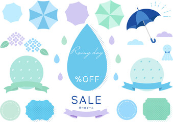 ６月　梅雨　雨の日　セール　あしらい