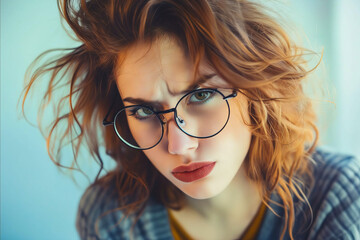 Fototapeta premium A woman with glasses and a red hair.
