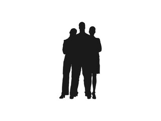 Group of happy business people silhouettes. Large group of people celebrating. Silhouette Group of People Standing and Celebration. business people, couple, black color, isolated on white background.