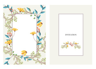 Floral vector vertical vintage invitation colourfull for you all design