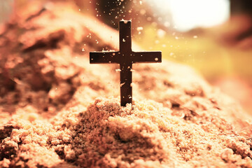 Christian cross abstract natural background. symbol of Holy Spirit. Holy Trinity Sunday, festive...