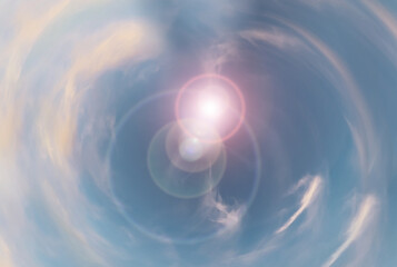 Tunnel from clouds background texture watercolor fairy-tale design unusual colorful