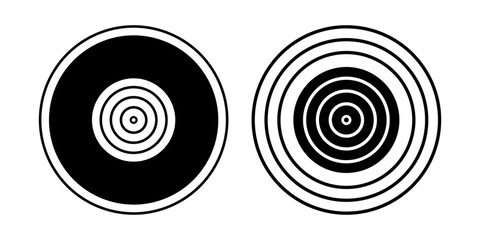 Set of Circular Concentric Circle Lines Design Elements. 