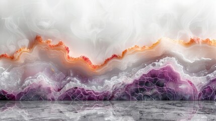 Abstract painting. Pink and orange waves on a white background.