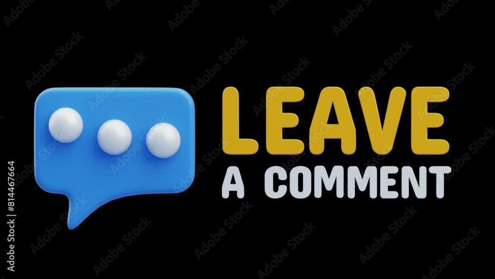 Poster 3d animation of leave a comment user interaction on digital platforms | alpha channel