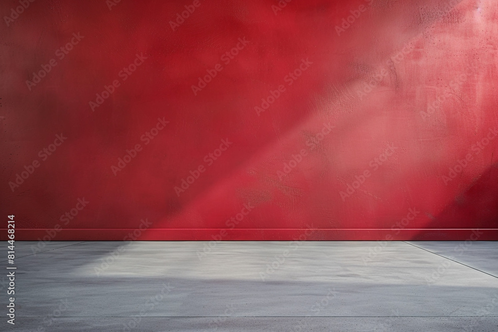 Aufkleber a minimalist dark red studio backdrop with a smooth gradient, complemented by a neutral grey floor, 