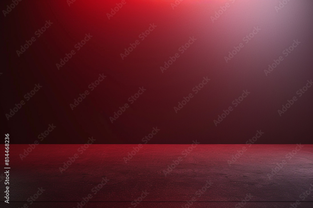 Poster a minimalist dark red studio backdrop with a smooth gradient, complemented by a neutral grey floor, 