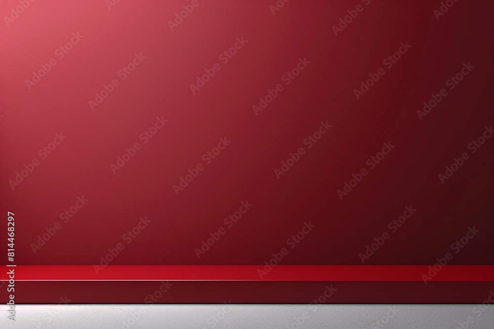 Poster a minimalist dark red studio backdrop with a smooth gradient, complemented by a neutral grey floor, 