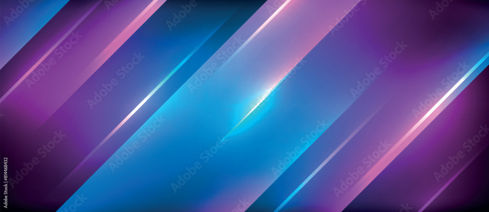 Poster a visually stunning artwork featuring a mix of electric blue and magenta neon lights against a purpl