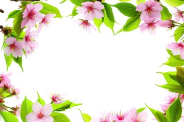 Obraz premium Cherry Blossom Floral Frame in Spring against a White Background