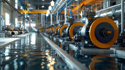 Efficient wastewater management is showcased in the sewage pump setup, with its meticulous arrangement of pipes and electrical connections  8K , high-resolution, ultra HD,up32K HD