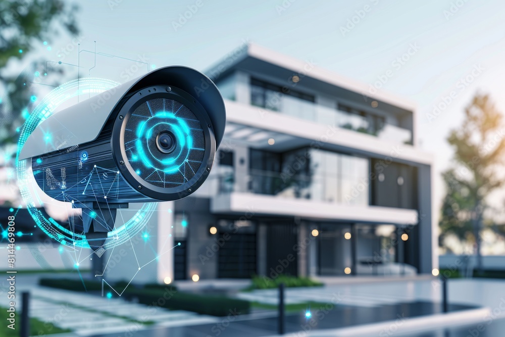 Aufkleber protection in real estate through app-controlled video detection integrates surveillance intelligenc