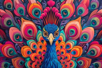 Fototapeta premium psychedelic animal with a lot of colours psych peocock