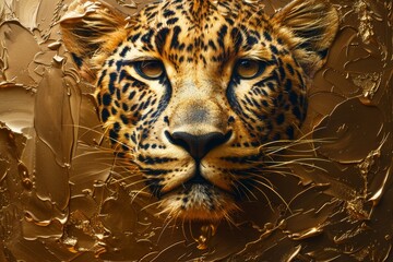 pretty leopard gold golden luxury artwork art fine art fancy cat feline spots